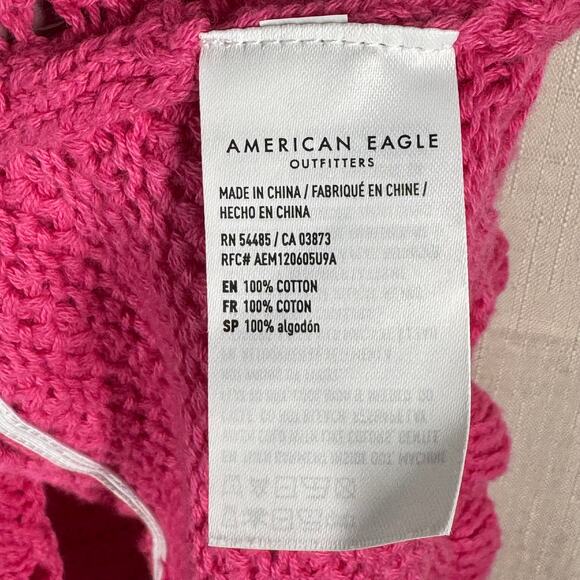 NWT AE Tie-Front Cami Size XL Crochet Hot Pink Tank Top Coquette Girl Balletcore - Picture 8 of 11